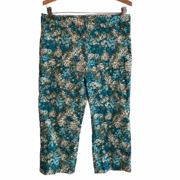Ann Taylor Pants - Ann Taylor turquoise print capri pants size 6 P